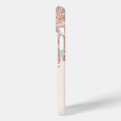 Moderne Glitzer Tropfen Rose Gold, Monogramm Case-Mate iPhone Hülle (Rückseite / Links)