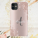 Moderne Glitzer Tropfen Rose Gold, Monogramm Case-Mate iPhone Hülle<br><div class="desc">Moderne Glitzer Tropfen auf Rose Gold Hintergrund mit Ihrem Namen.</div>