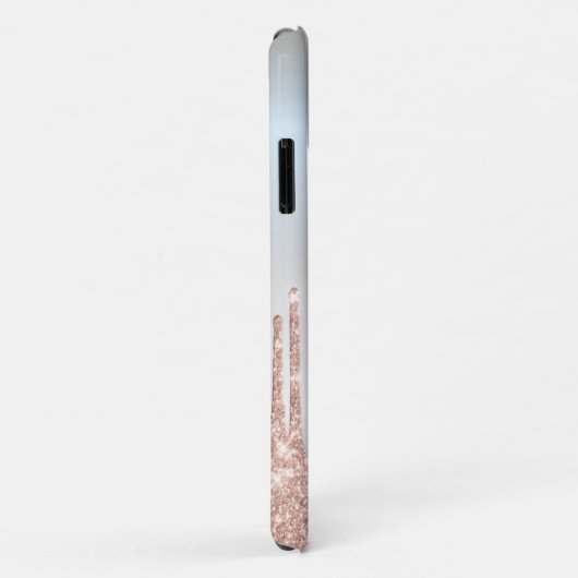 Moderne Glitzer Tropfen Rose Gold, Silver Monogram Case-Mate iPhone Hülle (Hinten/Rechts)