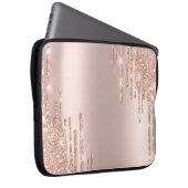Moderne Glitzer Tropfen Rosen Gold Laptopschutzhülle (Vorne Rechts)