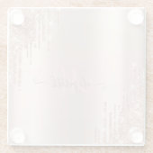 Moderne Glitzer Tropfen Rosen Gold Monogram Glasuntersetzer (Rückseite)