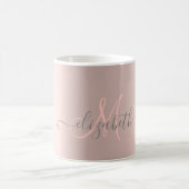 Moderne Glitzer Tropfen Rosen Gold Monogram Kaffeetasse (Mittel)