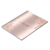 Moderne Glitzer Tropfen Rosen Gold Monogram Notizblock (Linke Seite)