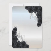 Moderne Glitzer Tropfen Schwarze Rose Silver Sweet Einladung (Rückseite)
