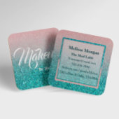 Moderne Glitzer Turquoise Square Business Card Quadratische Visitenkarte