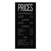 Moderne Glitzer Typografy Salon Menu Cards Werbekarte (Vorne)