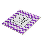 Moderne Glitzer Zickzack Monogramm-Anzeigetafel Fliese (Seite)