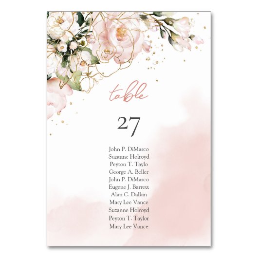 Moderne Glitzern aus Boho Tischnummer (Rückseite)