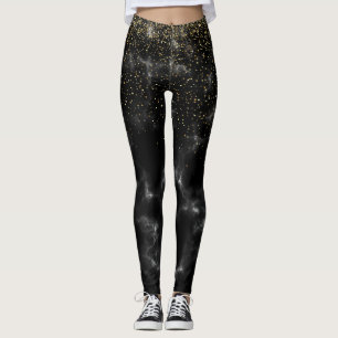 Moderne Glitzern aus Gold und Schwarz-Glitzer Leggings