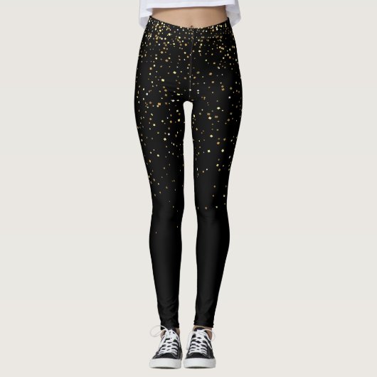 Moderne Glitzern aus Gold und Schwarz-Glitzer Leggings (Vorderseite)