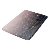 Moderne Glitzern in Schwarz und Rosa Glitzer Badematte (Schrägansicht)