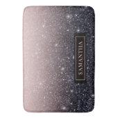 Moderne Glitzern in Schwarz und Rosa Glitzer Badematte (Vorderseite Vertikal)