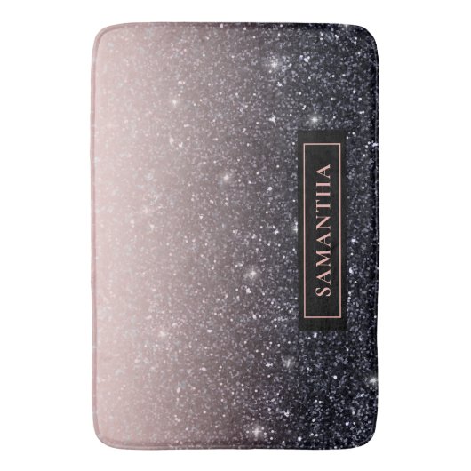 Moderne Glitzern in Schwarz und Rosa Glitzer Badematte (Vorderseite Vertikal)