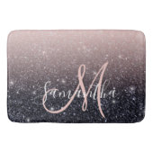 Moderne Glitzern in Schwarz und Rosa Glitzer Badematte (Vorderseite)