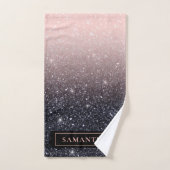 Moderne Glitzern in Schwarz und Rosa Glitzer Badhandtuch Set (Handtuch)