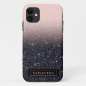 Moderne Glitzern in Schwarz und Rosa Glitzer Case-Mate iPhone Hülle (Rückseite)
