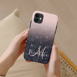 Moderne Glitzern in Schwarz und Rosa Glitzer Case-Mate iPhone Hülle