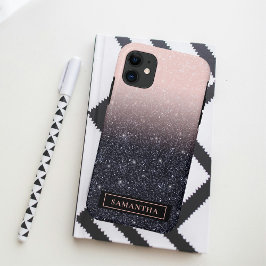 Moderne Glitzern in Schwarz und Rosa Glitzer Case-Mate iPhone Hülle