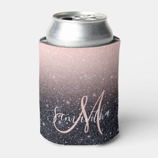 Moderne Glitzern in Schwarz und Rosa Glitzer Dosenkühler (Kanne Vorderseite)