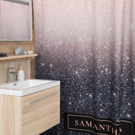 Moderne Glitzern in Schwarz und Rosa Glitzer Duschvorhang