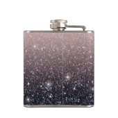 Moderne Glitzern in Schwarz und Rosa Glitzer Flachmann (Rückseite)