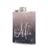 Moderne Glitzern in Schwarz und Rosa Glitzer Flachmann (Links)