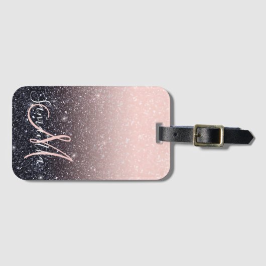 Moderne Glitzern in Schwarz und Rosa Glitzer Gepäckanhänger (Vorderseite (Horizontal))