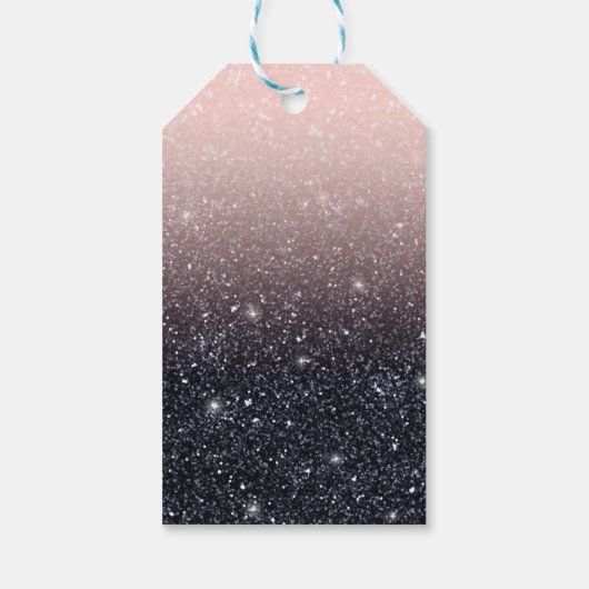 Moderne Glitzern in Schwarz und Rosa Glitzer Geschenkanhänger (Rückseite)