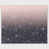 Moderne Glitzern in Schwarz und Rosa Glitzer Geschenkpapier (Flach)