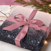 Moderne Glitzern in Schwarz und Rosa Glitzer Geschenkpapier