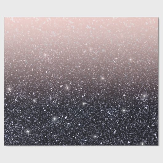 Moderne Glitzern in Schwarz und Rosa Glitzer Geschenkpapier (Flach)