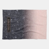 Moderne Glitzern in Schwarz und Rosa Glitzer Geschirrtuch (Horizontal)