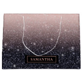 Moderne Glitzern in Schwarz und Rosa Glitzer Große Geschenktüte (Vorderseite)