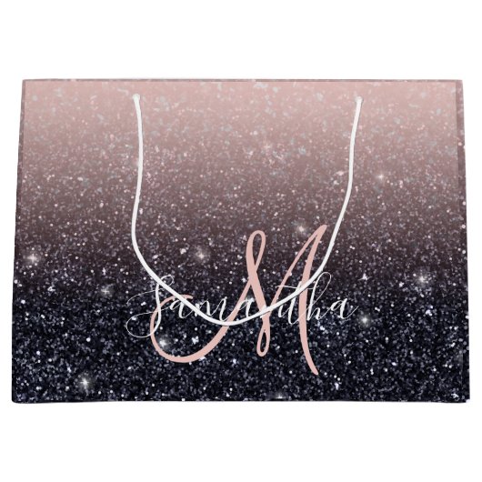 Moderne Glitzern in Schwarz und Rosa Glitzer Große Geschenktüte (Vorderseite)