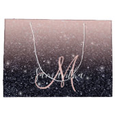 Moderne Glitzern in Schwarz und Rosa Glitzer Große Geschenktüte (Rückseite)