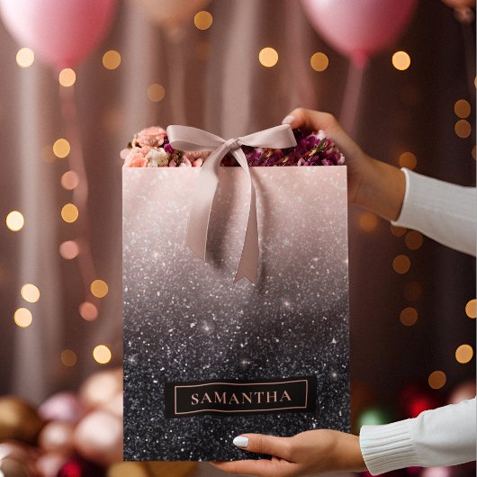 Moderne Glitzern in Schwarz und Rosa Glitzer Große Geschenktüte
