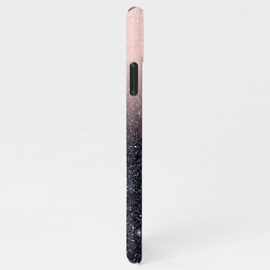 Moderne Glitzern in Schwarz und Rosa Glitzer iPhone Hülle (Rechte Seite)
