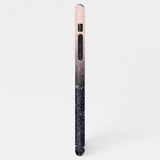 Moderne Glitzern in Schwarz und Rosa Glitzer iPhone Hülle (Linke Seite)