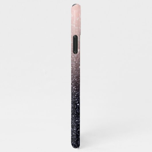 Moderne Glitzern in Schwarz und Rosa Glitzer iPhone Hülle (Rechte Seite)