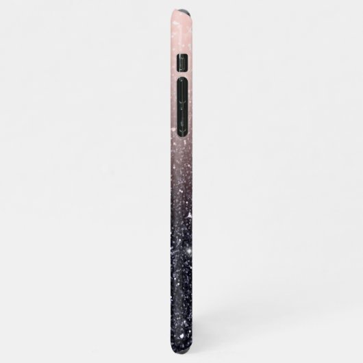 Moderne Glitzern in Schwarz und Rosa Glitzer iPhone Hülle (Linke Seite)