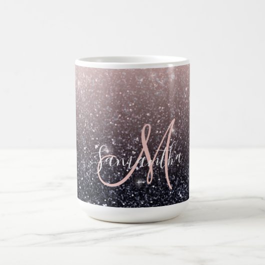 Moderne Glitzern in Schwarz und Rosa Glitzer Kaffeetasse (Mittel)