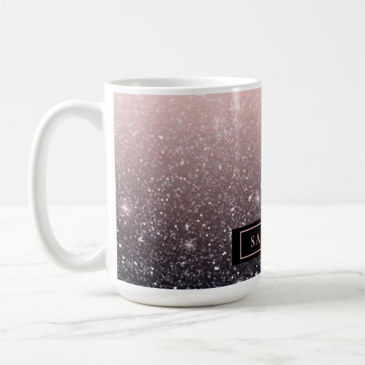 Moderne Glitzern in Schwarz und Rosa Glitzer Kaffeetasse (Links)