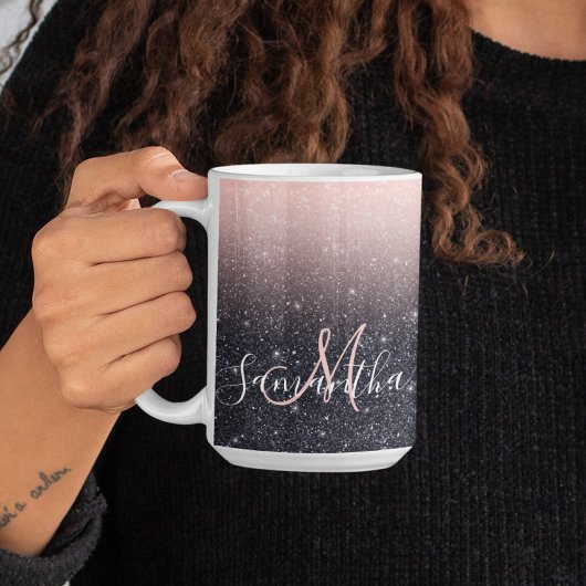 Moderne Glitzern in Schwarz und Rosa Glitzer Kaffeetasse