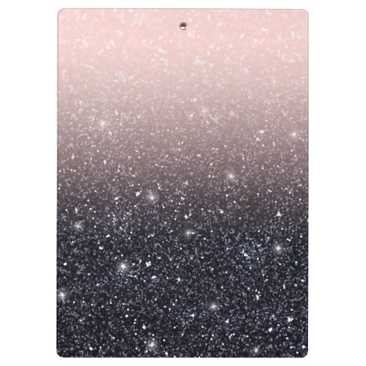 Moderne Glitzern in Schwarz und Rosa Glitzer Klemmbrett (Rückseite)
