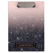 Moderne Glitzern in Schwarz und Rosa Glitzer Klemmbrett (Vorderseite)