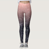 Moderne Glitzern in Schwarz und Rosa Glitzer Leggings (Vorderseite)
