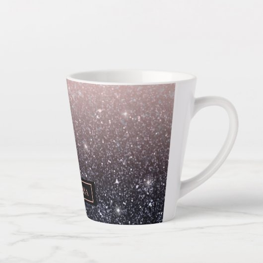 Moderne Glitzern in Schwarz und Rosa Glitzer Milchtasse (Rechts)