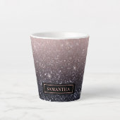 Moderne Glitzern in Schwarz und Rosa Glitzer Milchtasse (Vorderseite)