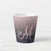 Moderne Glitzern in Schwarz und Rosa Glitzer Milchtasse (Vorderseite)