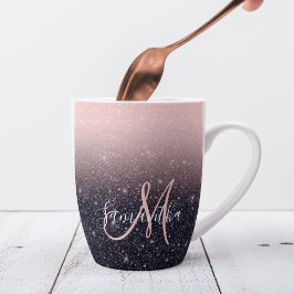 Moderne Glitzern in Schwarz und Rosa Glitzer Milchtasse